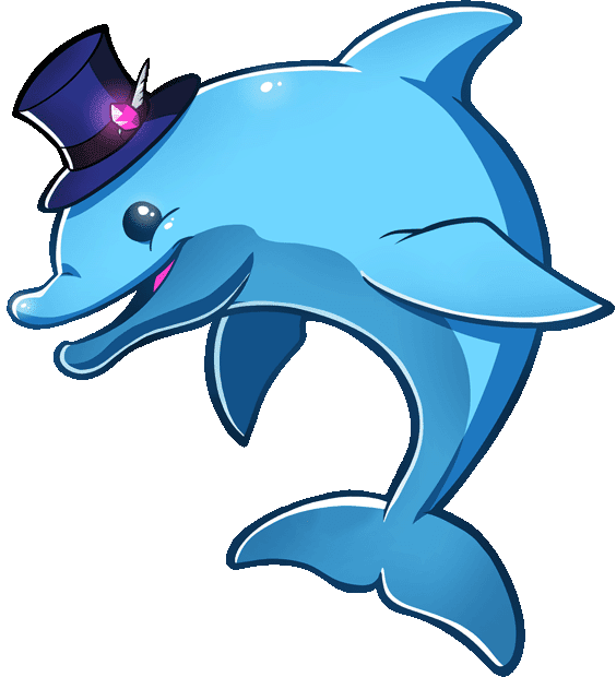 Dolphin Hat Games mascot, dolphin wearing a hat